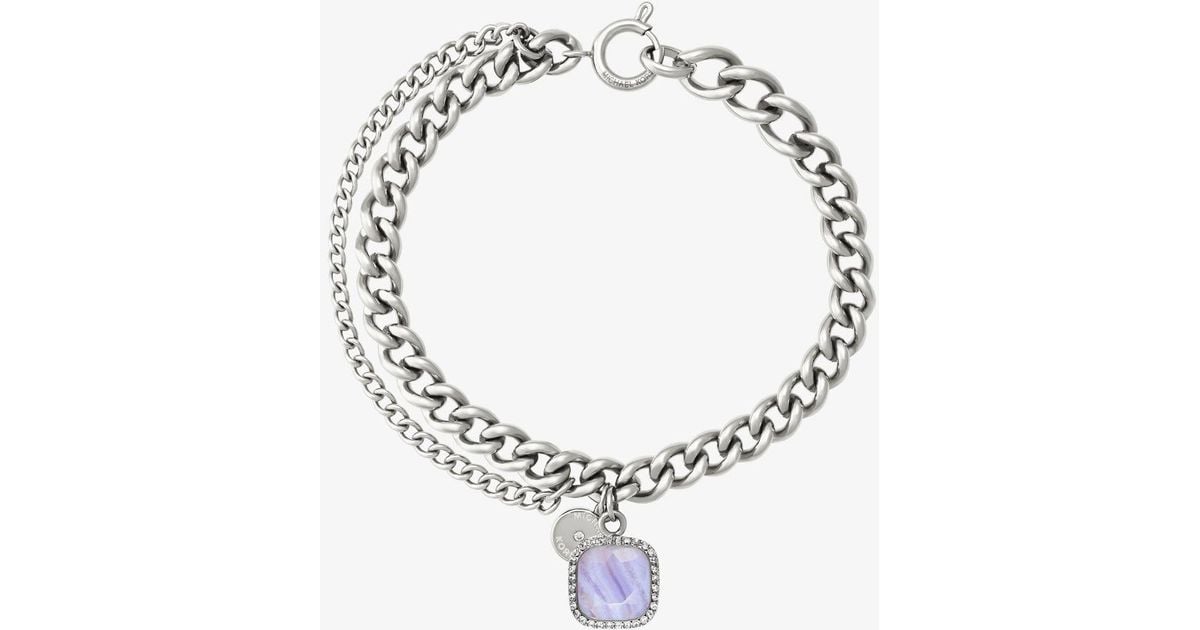 Lyst Michael Kors Silver Tone Blue Lace Agate Stone Charm Bracelet Lyst Michael Kors Silver Tone Blue Lace Agate Stone Charm Bracelet In Metallic