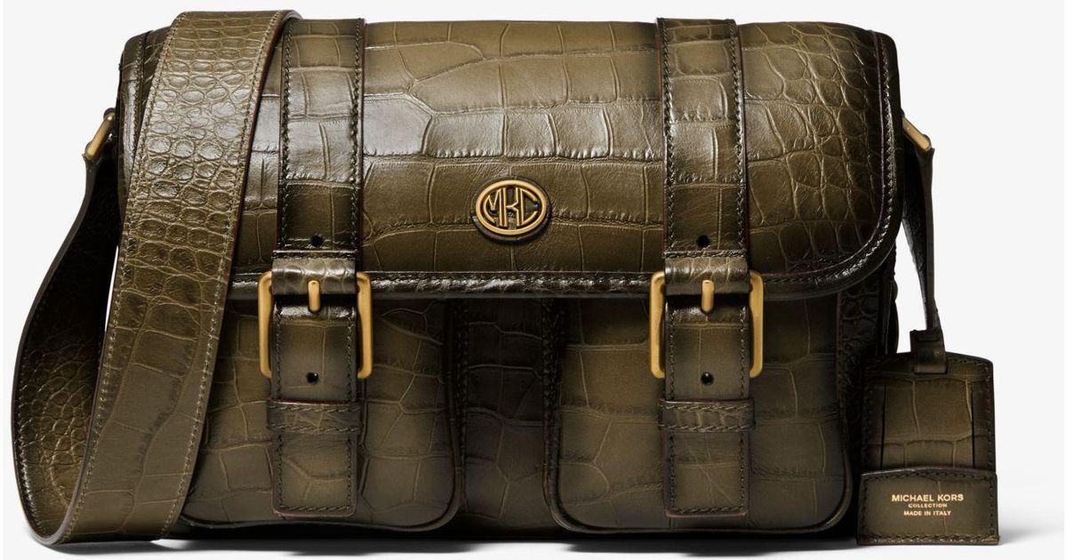 Michael Kors Simone Crocodile Embossed Leather Messenger Bag | Lyst  Australia