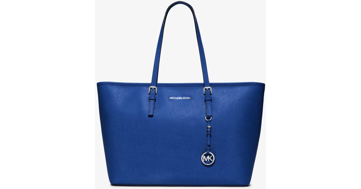 Michael Kors 'jet Set Travel' Saffiano Leather Top Zip Tote in Blue