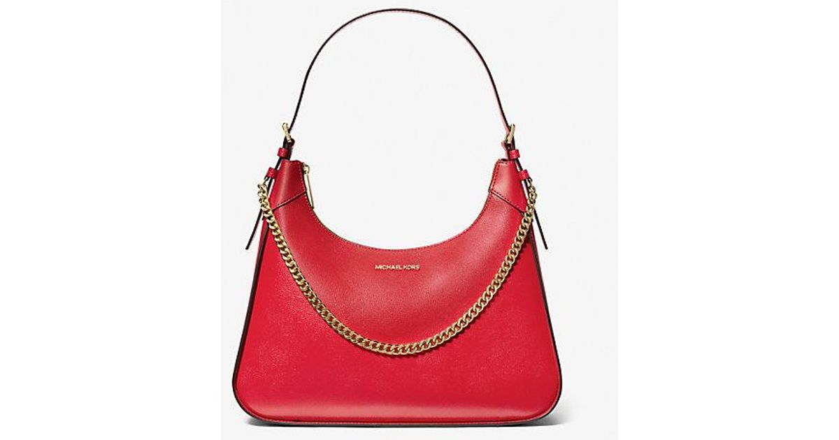 Michael kors best sale red hobo bag