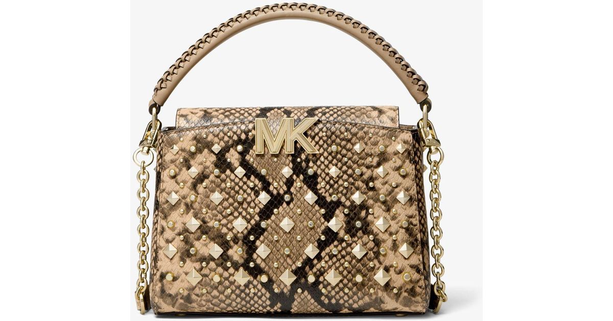 NEW MICHAEL KORS Karlie Small X-body Studded Snake Embossed Leather + Dust  bag