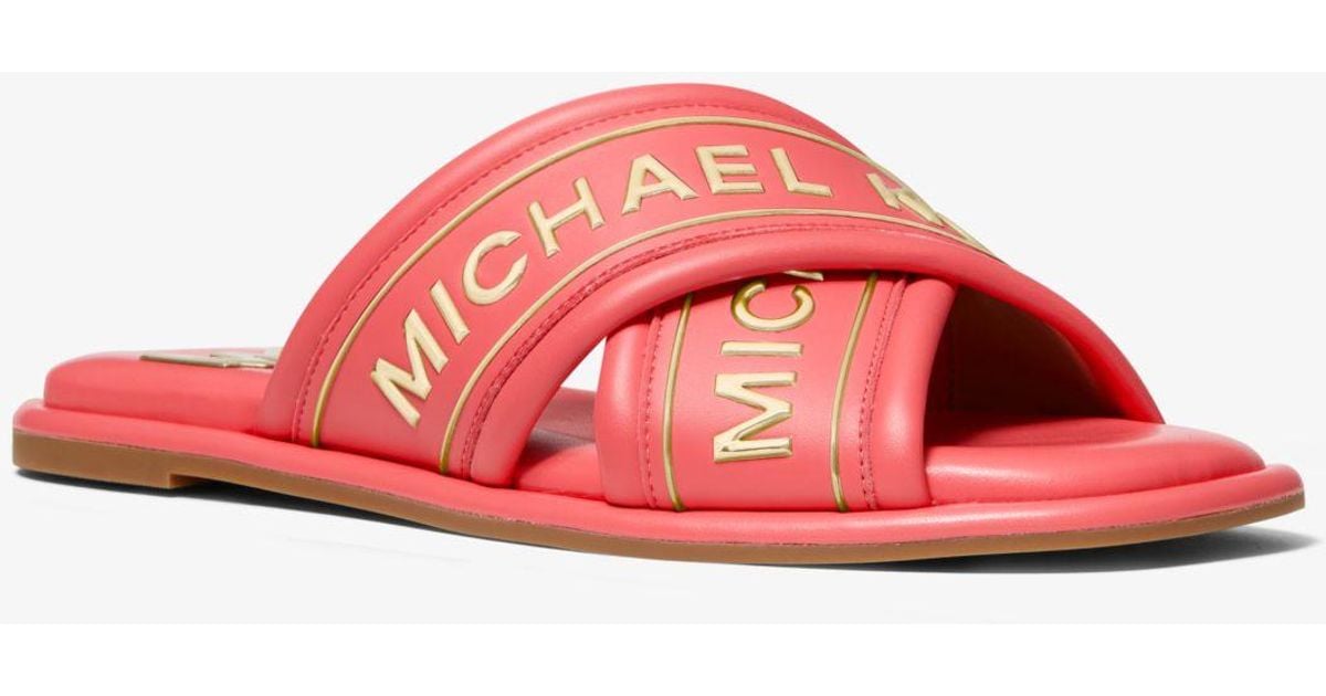 Michael Kors Gideon Embellished Faux Leather Slide Sandal Lyst