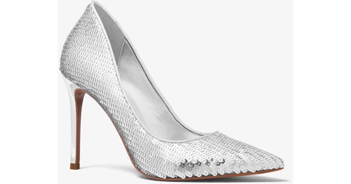 Michael Kors Keke Sequined Pump in Silver (Metallic) - Lyst