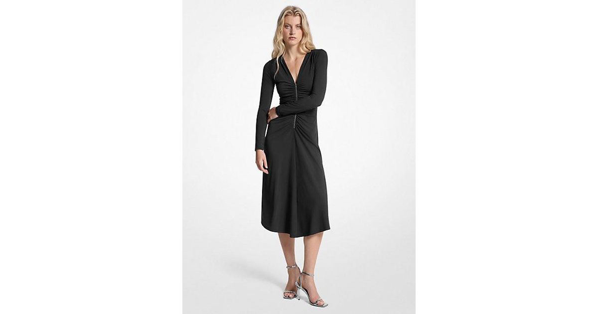 michael kors jersey wrap dress Michael Ruched Stretch Matte in Black supplier_NEW U COLLECTION