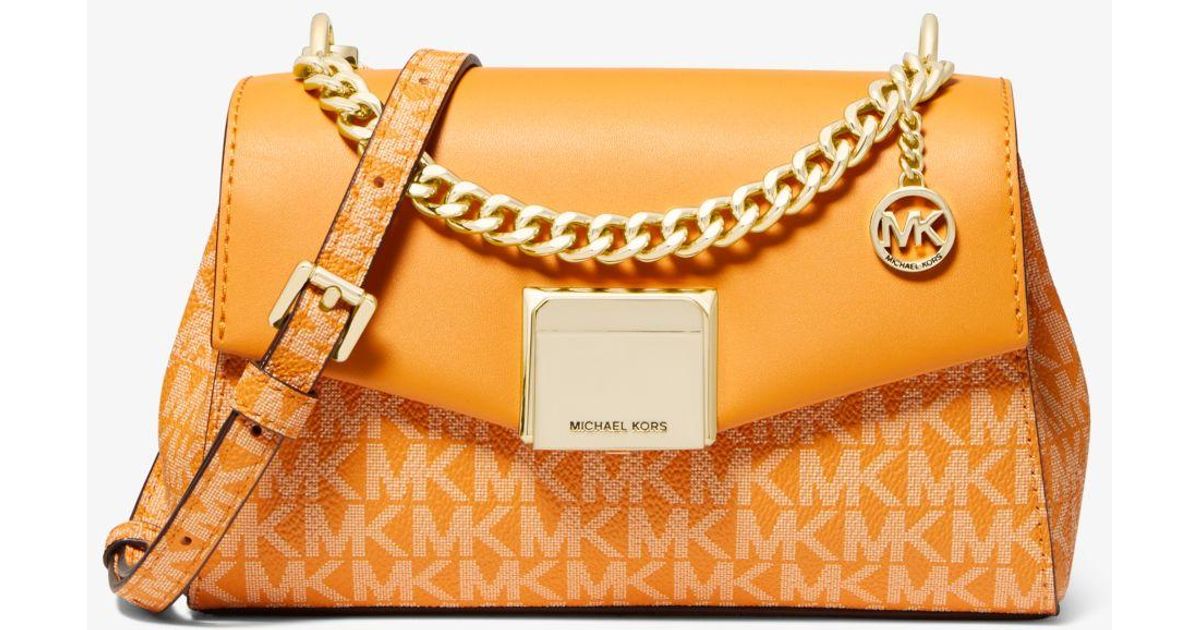 Michael Kors Lita Small Twotone Logo And Leather Crossbody Bag Lyst