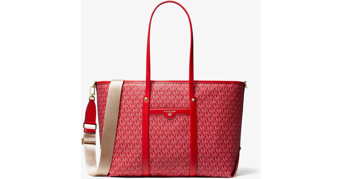 mk red tote bag