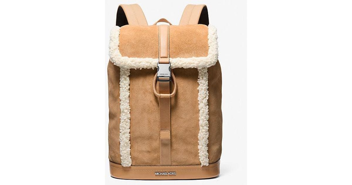 Michael Kors Cooper Suede And Sherpa Backpack in Natural for 