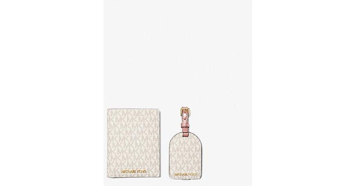 Michael Kors Signature Logo Passport Case And Luggage Tag Gift Set in