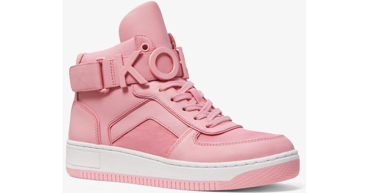 Michael Kors Cortlandt Embellished Leather High-top Sneaker in Pink | Lyst