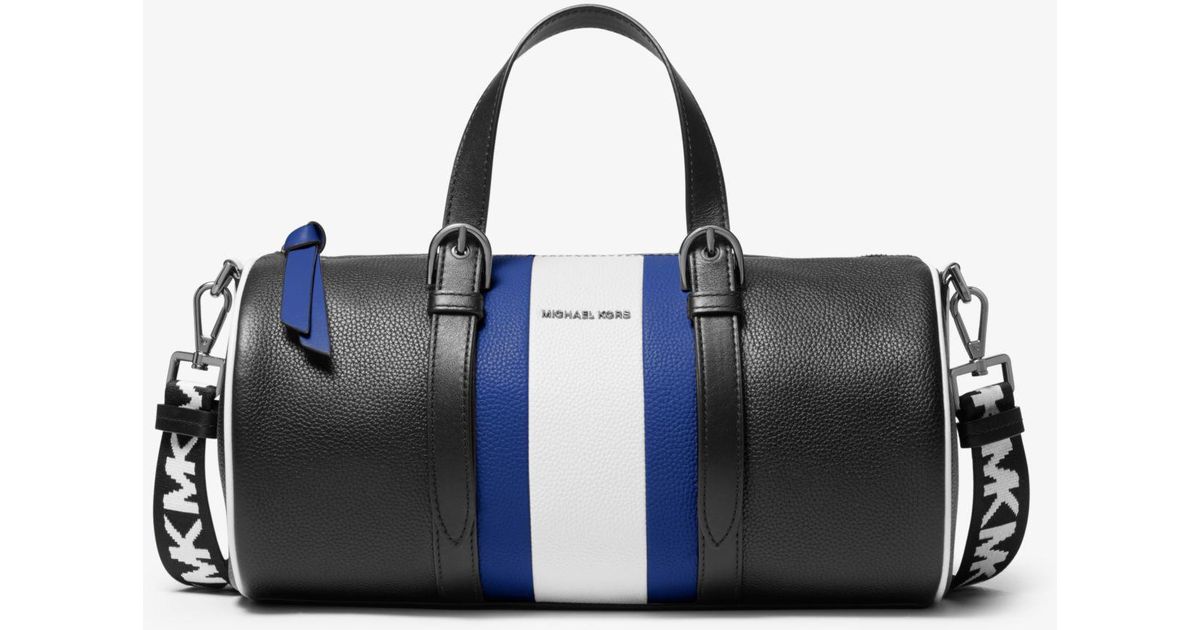 Stanton medium striped pebbled leather barrel bag Clearance