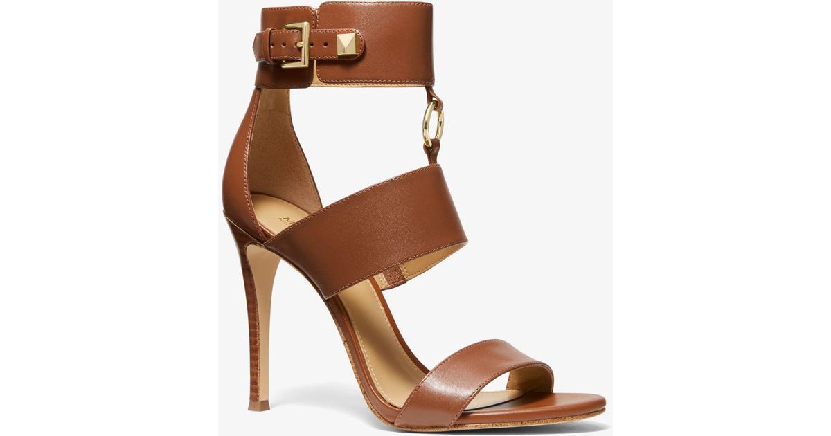 Michael Kors Amos Leather Sandal in Brown | Lyst