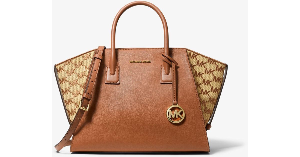 Michael Kors Avril Large Embroidered Leather Top-zip Tote Bag in Brown |  Lyst