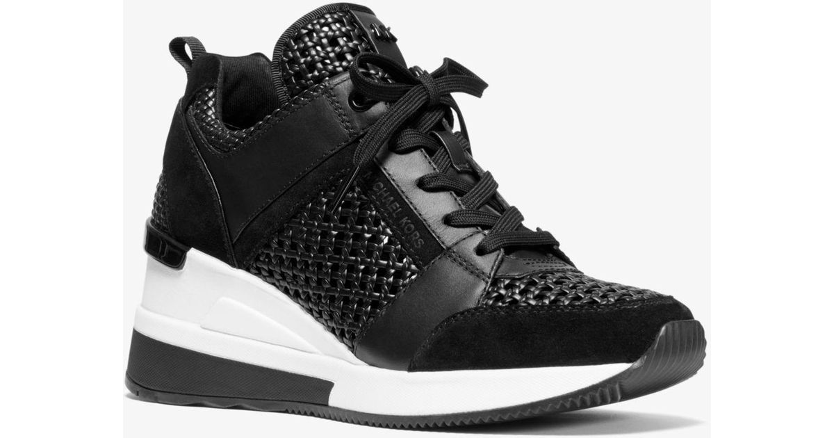 georgie canvas and embossed leather trainer