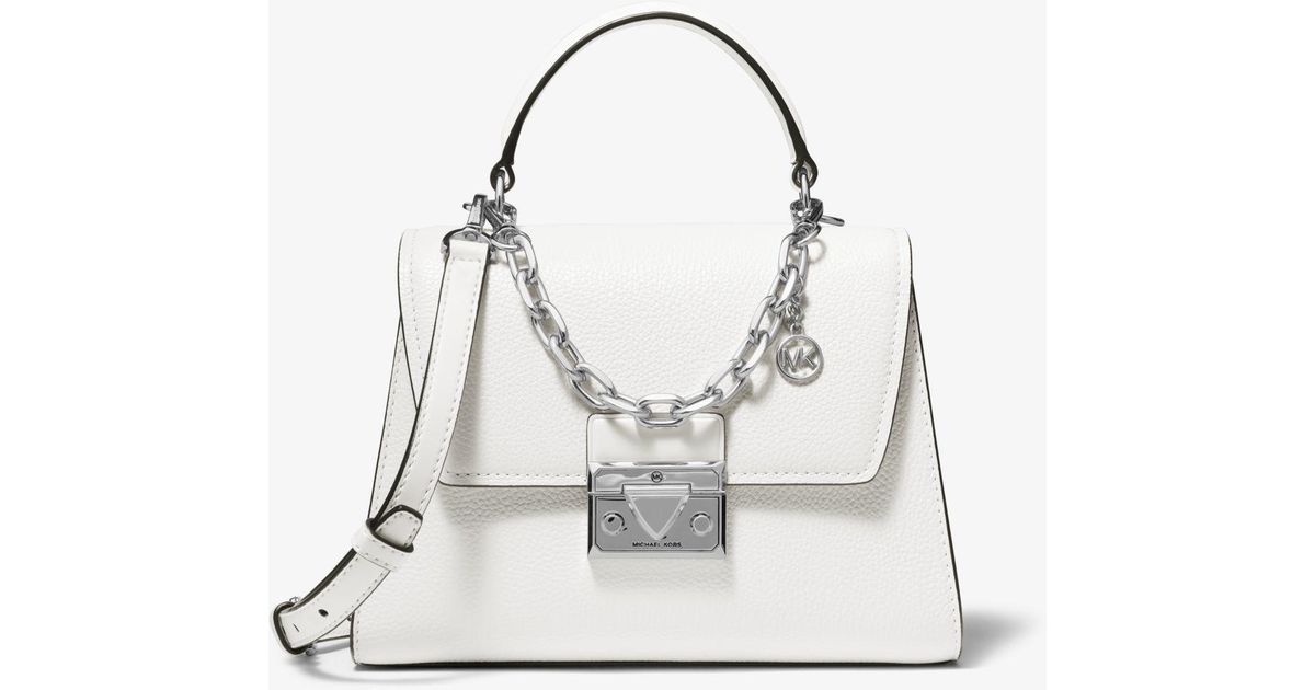 Michael Kors Serena Small Pebbled Leather Satchel in White | Lyst