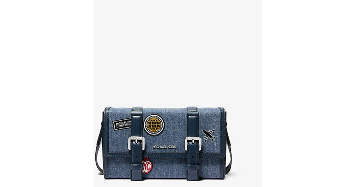 Michael Kors Cooper Embellished Denim Trunk Crossbody Bag in