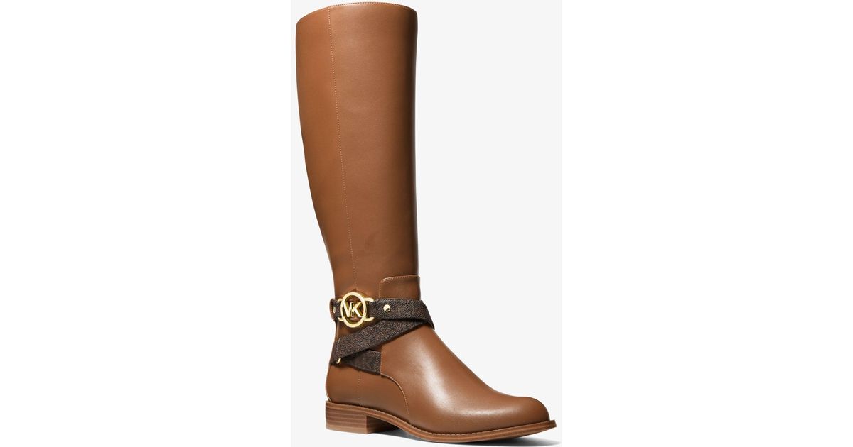 Michael Kors Rory Faux Leather And Logo Boot in Brown | Lyst Australia