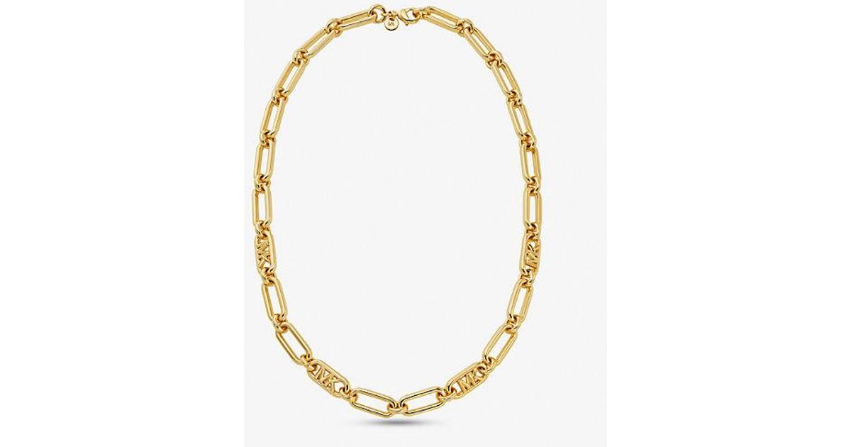 Michael Kors Plated Empire Link Chain Necklace in Metallic