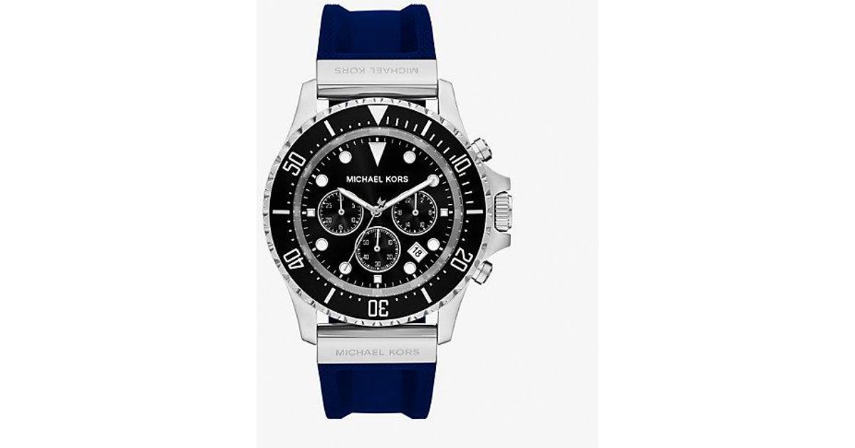 Michael Kors Oversized Everest-Tone And Silicone Watch in Blue for 