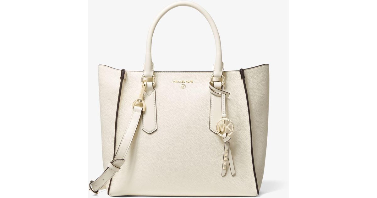 kris large pebbled leather satchel