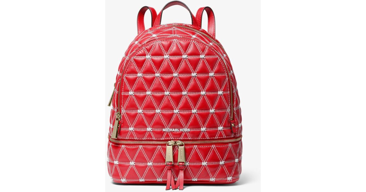 michael kors red leather backpack