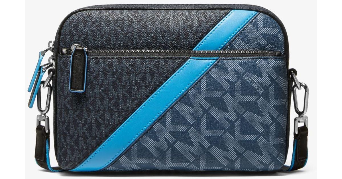 Michael Kors Cooper Colorblock Logo Stripe Crossbody Bag in Blue for