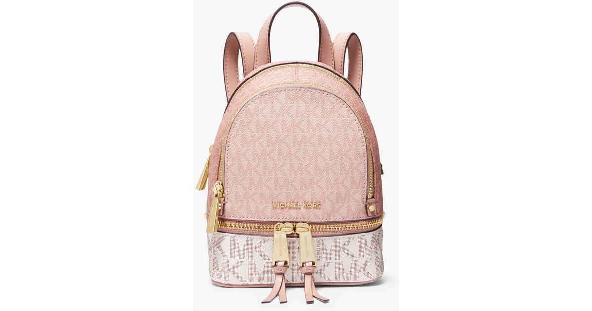 Michael Kors Rhea Mini Color-block Logo Backpack in Pink | Lyst