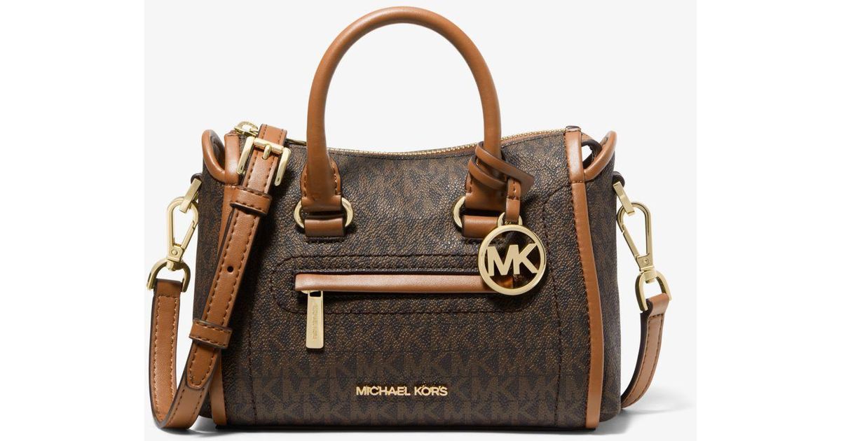 Michael Kors Carine Extra-small Logo Satchel in Brown | Lyst