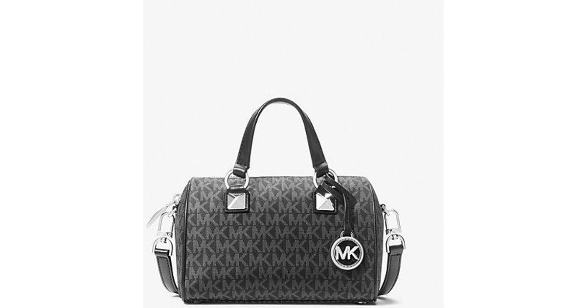 Michael Kors Mk Grayson Small Logo Print Woven Duffel Crossbody Bag in Black Lyst Australia