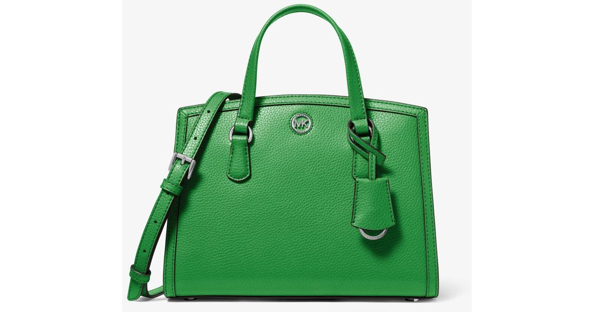 Michael Kors Chantal Small Pebbled Leather Messenger Bag in Green ...