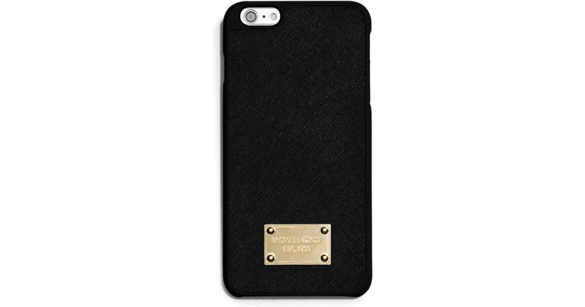stressende farvning Forfalske Michael Kors Saffiano Leather Phone Case For Iphone 6 Plus/6s Plus in Black  - Lyst