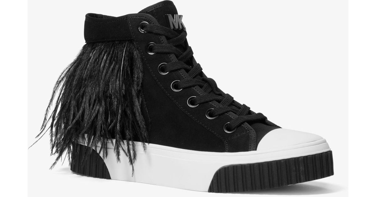 Afwijzen Reserveren lenen Michael Kors Gertie Feather Embellished Suede High-top Sneaker in Black |  Lyst