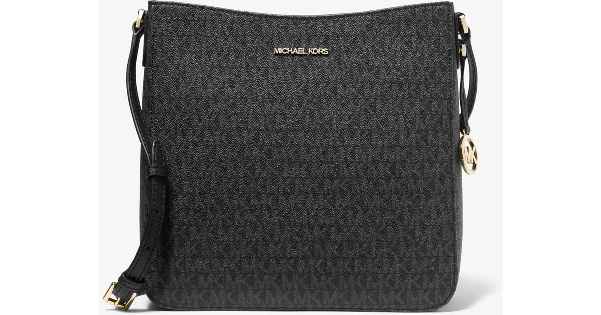 Michael Kors Canvas Jet Set Travel Large Logo Messenger Bag in Black Lyst