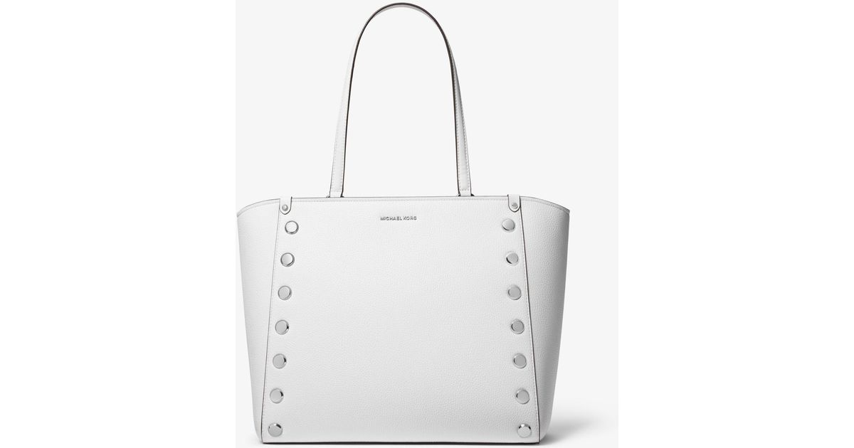 Michael Kors Holly Large Studded Faux Leather Tote Bag in White Lyst UK