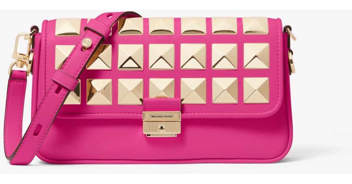Michael Kors Bradshaw Small Studded Leather Convertible Shoulder Bag in  Pink | Lyst