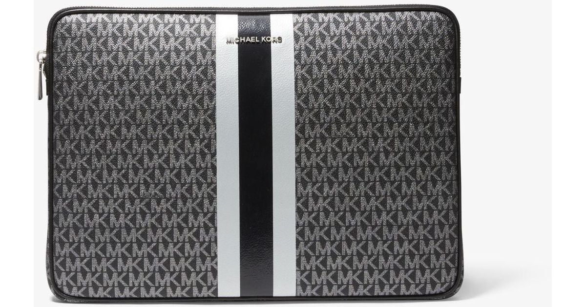 Michael Kors Canvas Jet Set Metallic Logo Stripe 13 Inch Laptop Case in