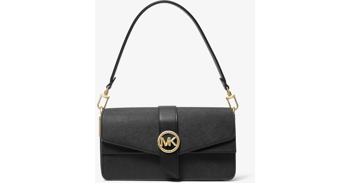 Michael Kors Greenwich Medium Saffiano Leather Shoulder Bag in Black Lyst