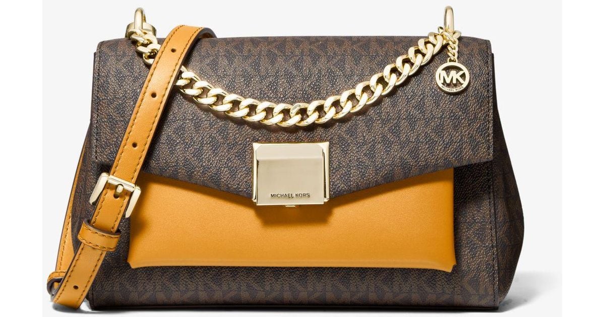 Michael Kors Mk Lita Medium Twotone Logo Crossbody Bag Lyst