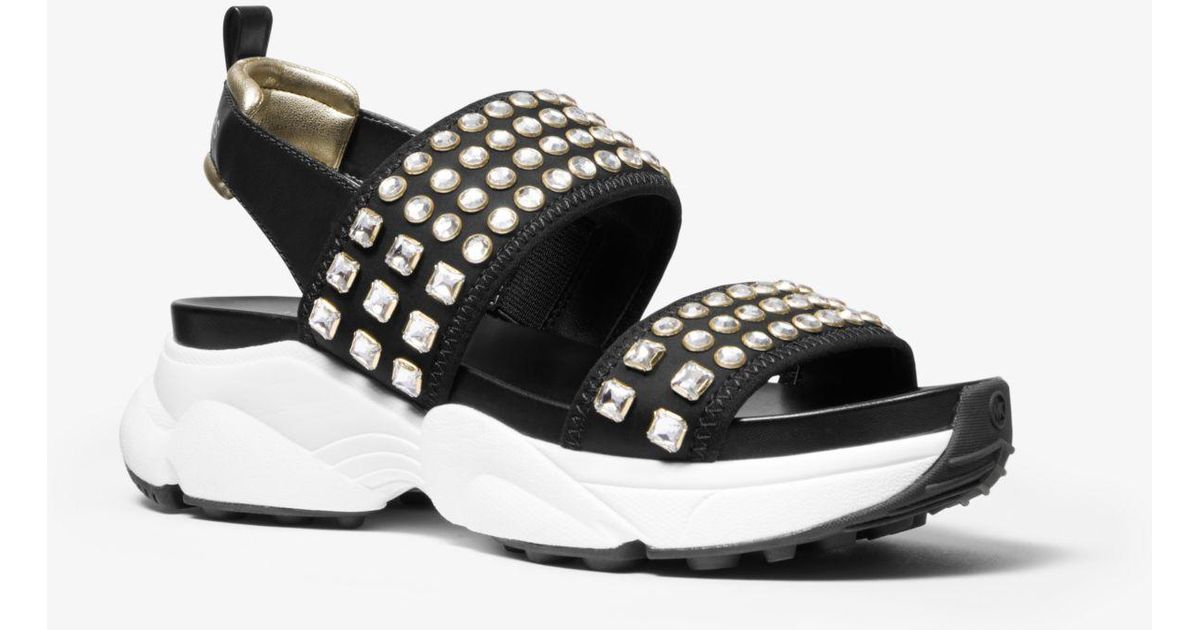 Michael Kors Rooney Embellished Scuba Sport Sandal in Black | Lyst