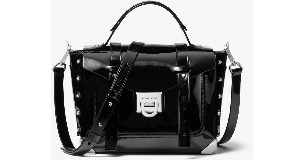 Manhattan Medium Patent Leather Satchel Michael Kors en coloris Noir Lyst