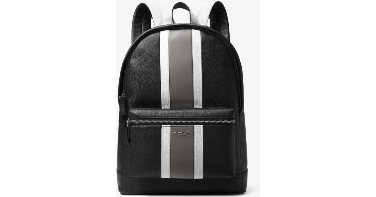 bryant retro stripe leather backpack