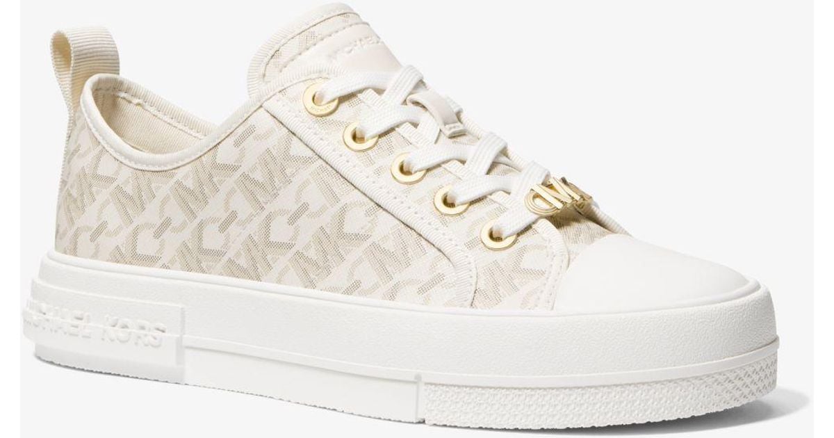 Michael Kors Evy Empire Signature Logo Sneaker in Natural | Lyst UK