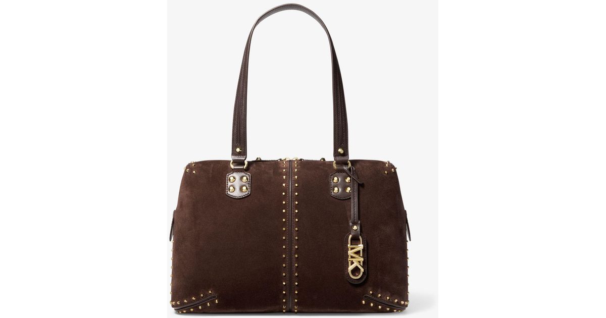 Michael kors brown on sale leather studded bag