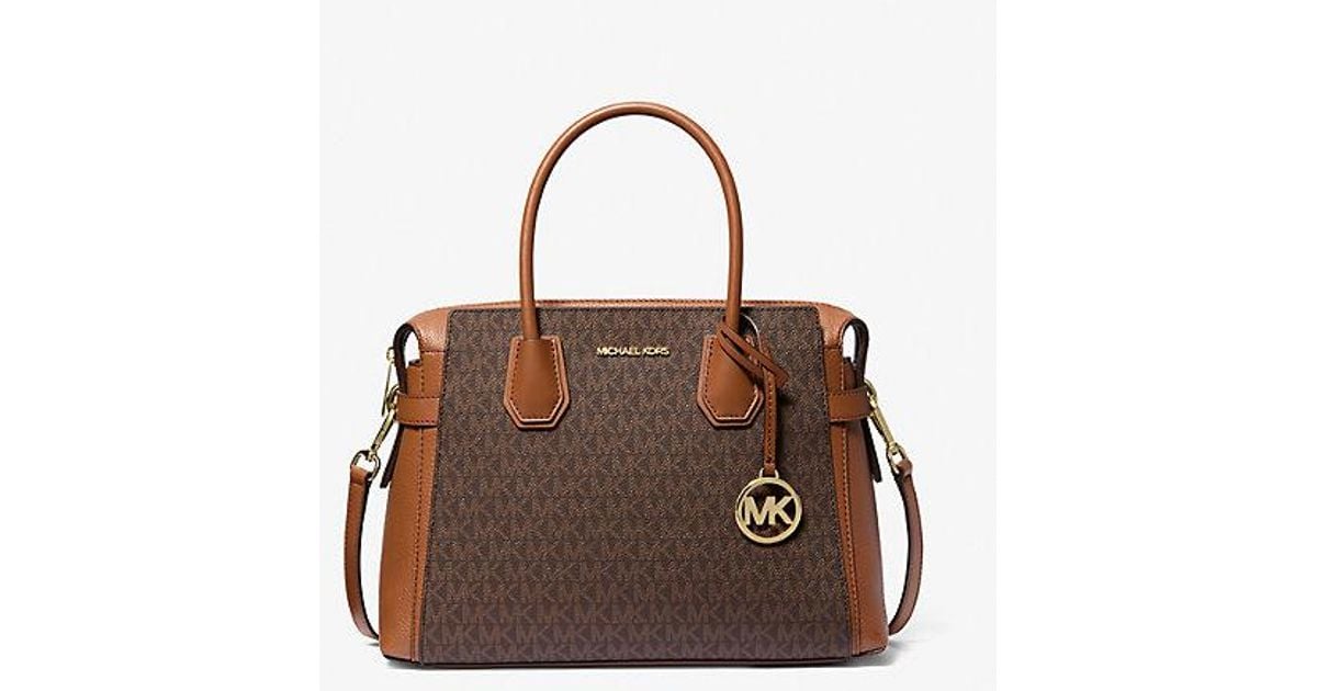 Michael kors mercer medium logo belted satchel deals