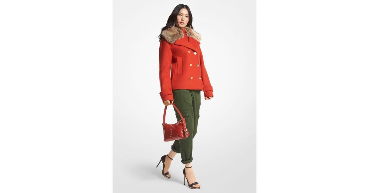Michael kors red wool coat cheap