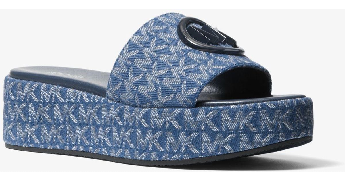 michael michael kors sadler mk logo jacquard wedges