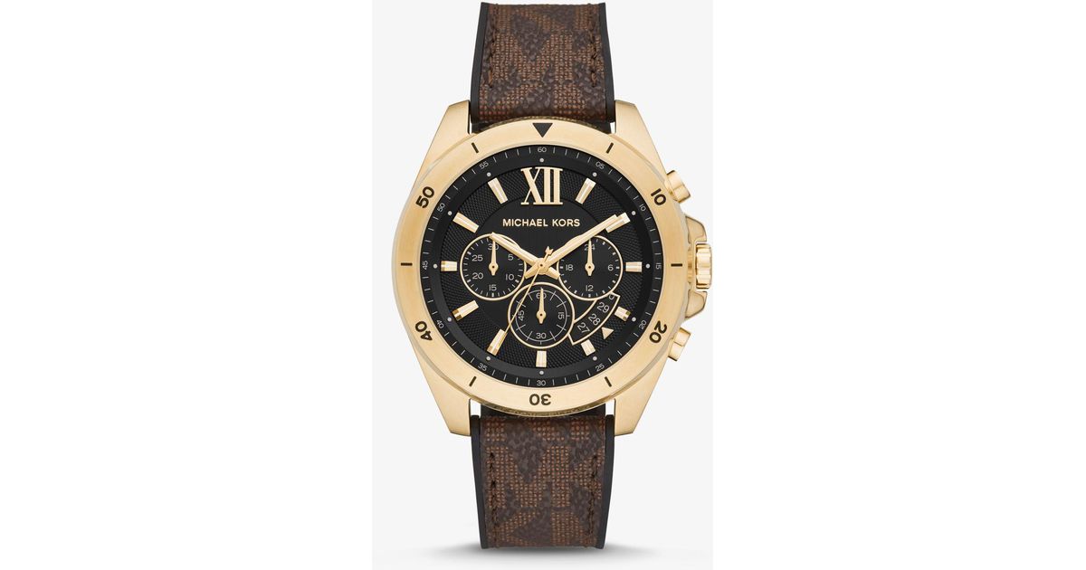 Michael Kors Oversized Brecken Logo And Gold-tone Watch in Brown for Men |  Lyst