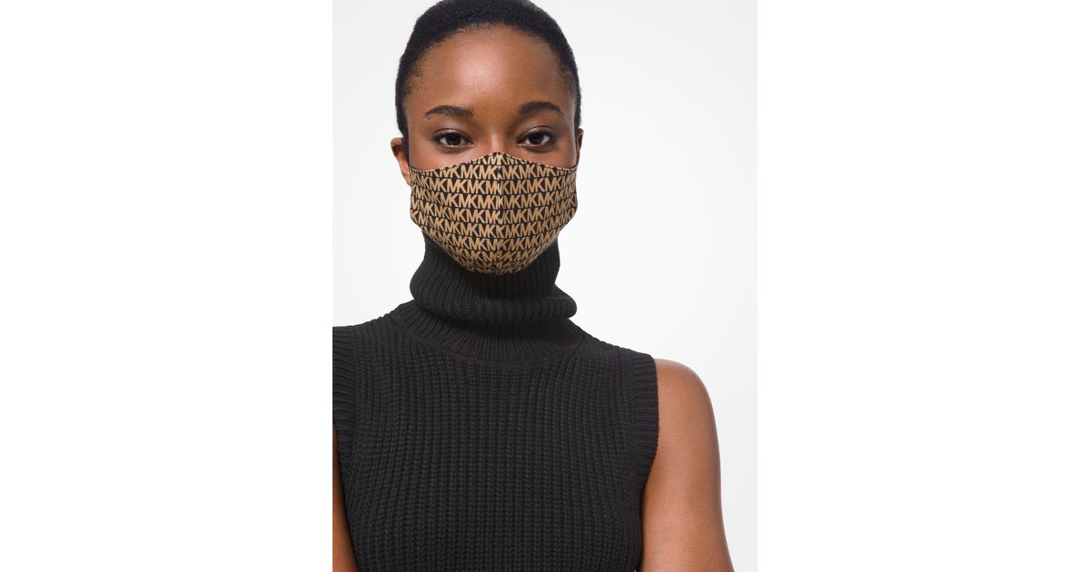 Michael Kors Logo Stretch Cotton Face Mask in Brown - Lyst
