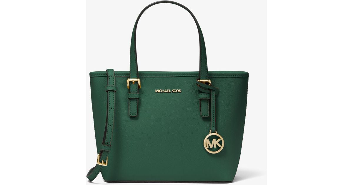Michael Kors Jet Set Travel Extra-small Saffiano Leather Top-zip Tote Bag  in Green | Lyst