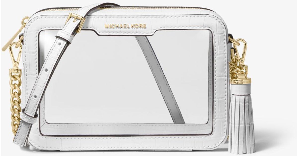 Borsa a tracolla Ginny media in pelle e materiale trasparenteMichael Kors  in Pelle di colore Bianco | Lyst