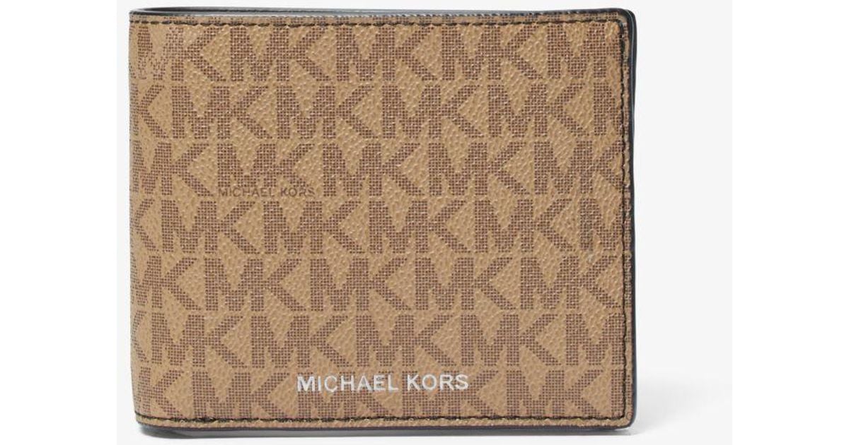 Michael Kors Harrison Logo Billfold Wallet With Passcase in Natural for ...